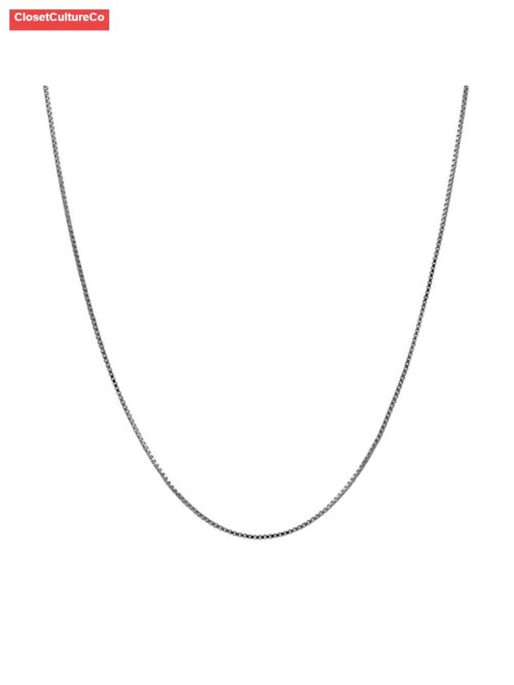 14K Solid White Gold 0.5mm Box Chain Necklace 20" Spring Ring Clasp